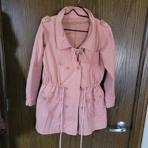 Coral Denim Cinched Trench Coat Size Medium Brand Tag Removed